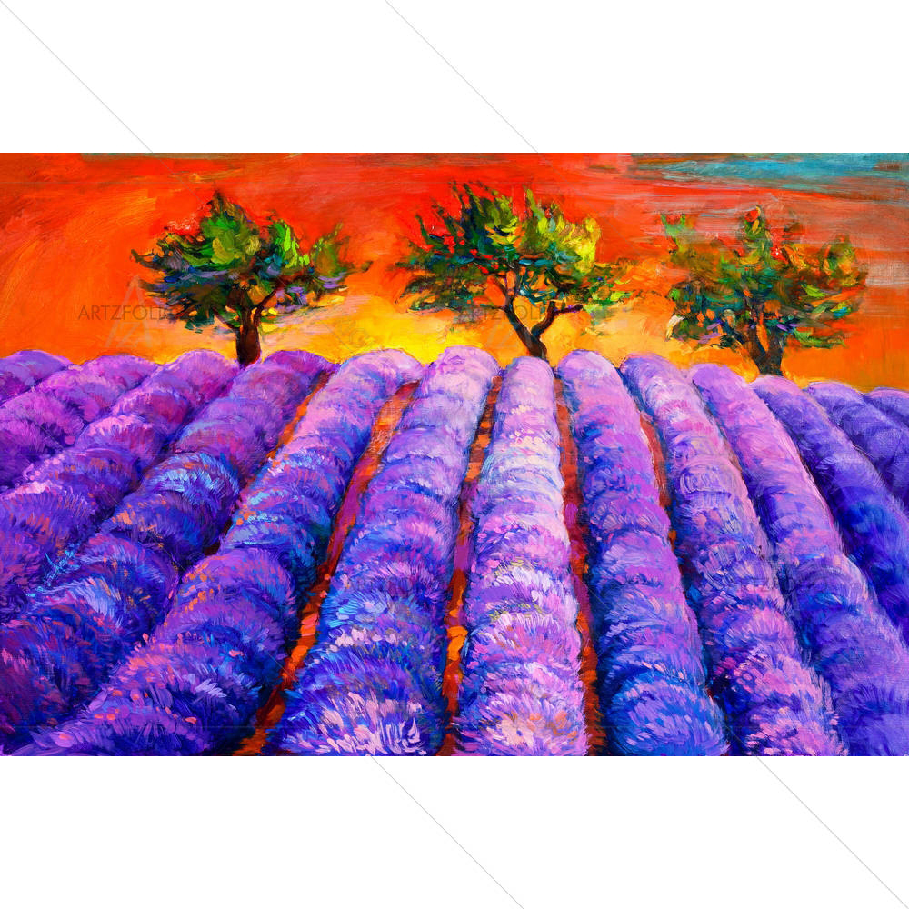 Lavender Fields & Trees — custom-size art design 5003150