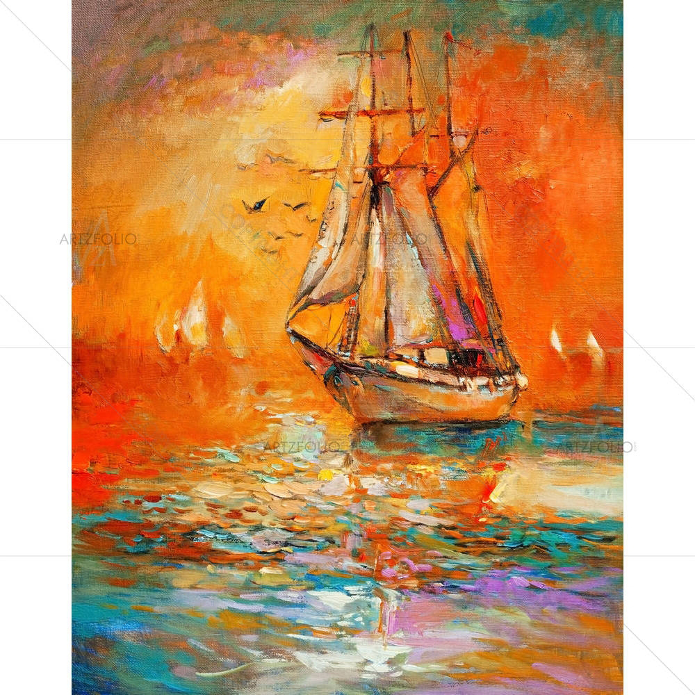 Sail Ship & Sea D4 — Abstract custom art by ArtzFolio
