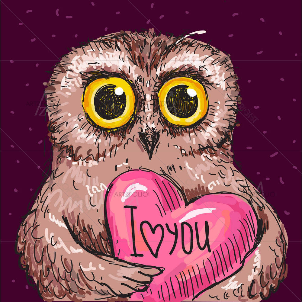 Owl In Love — custom-size art design 5003153