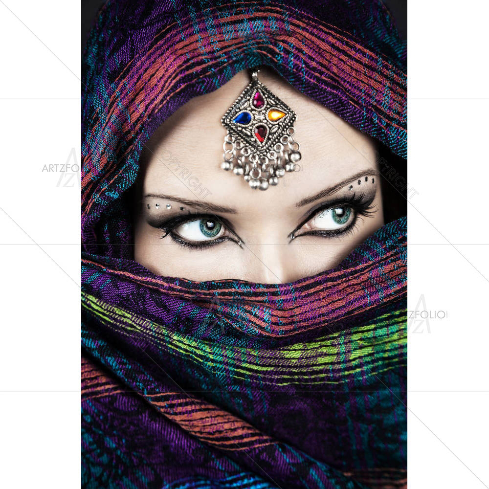 Woman Wrapped In Scarf — custom-size art design 5003162