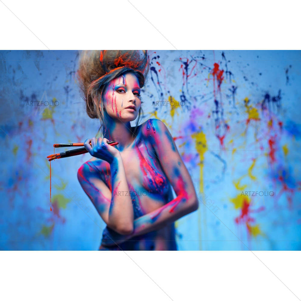 Woman Muse With Creative Body Art — custom-size art design 5003165