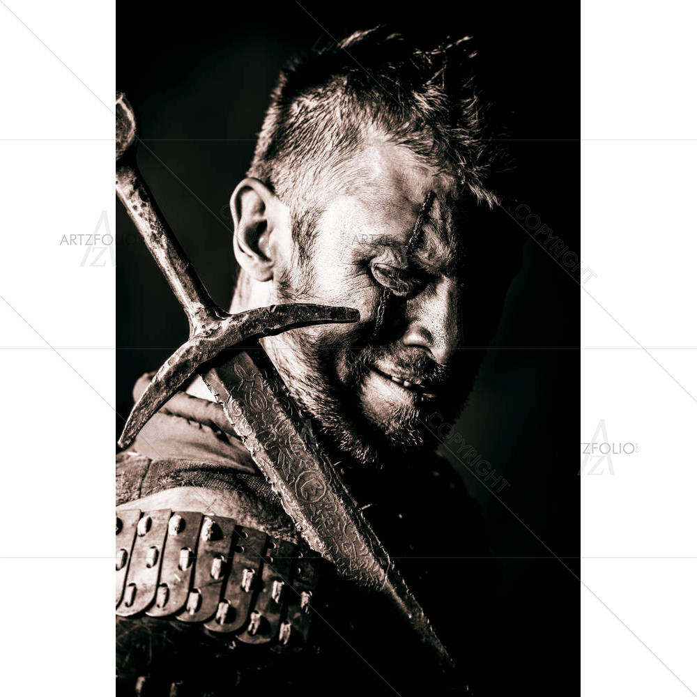 Ancient Warrior In Armor With Sword — Ancient custom art by ArtzFolio