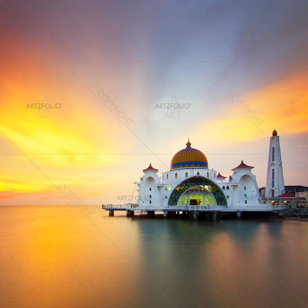 Floating Public Mosque D3 — Devotional custom art by ArtzFolio