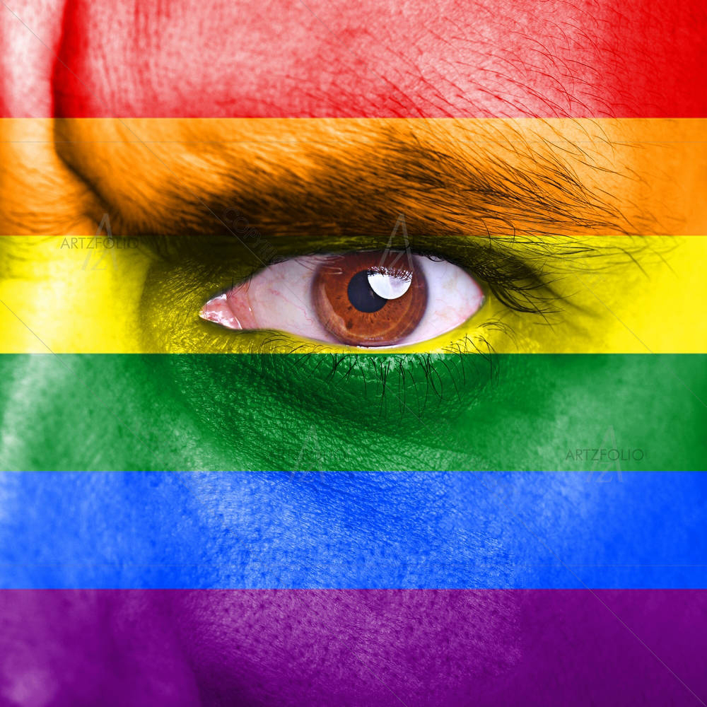 Rainbow Flag Painted On Human Face — custom-size art design 5003185