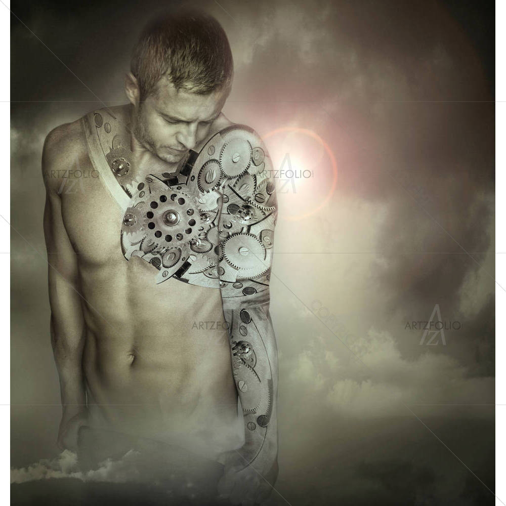 Young Man With A Sort Of Armor Mechanics — Fantasy custom art by ArtzFolio