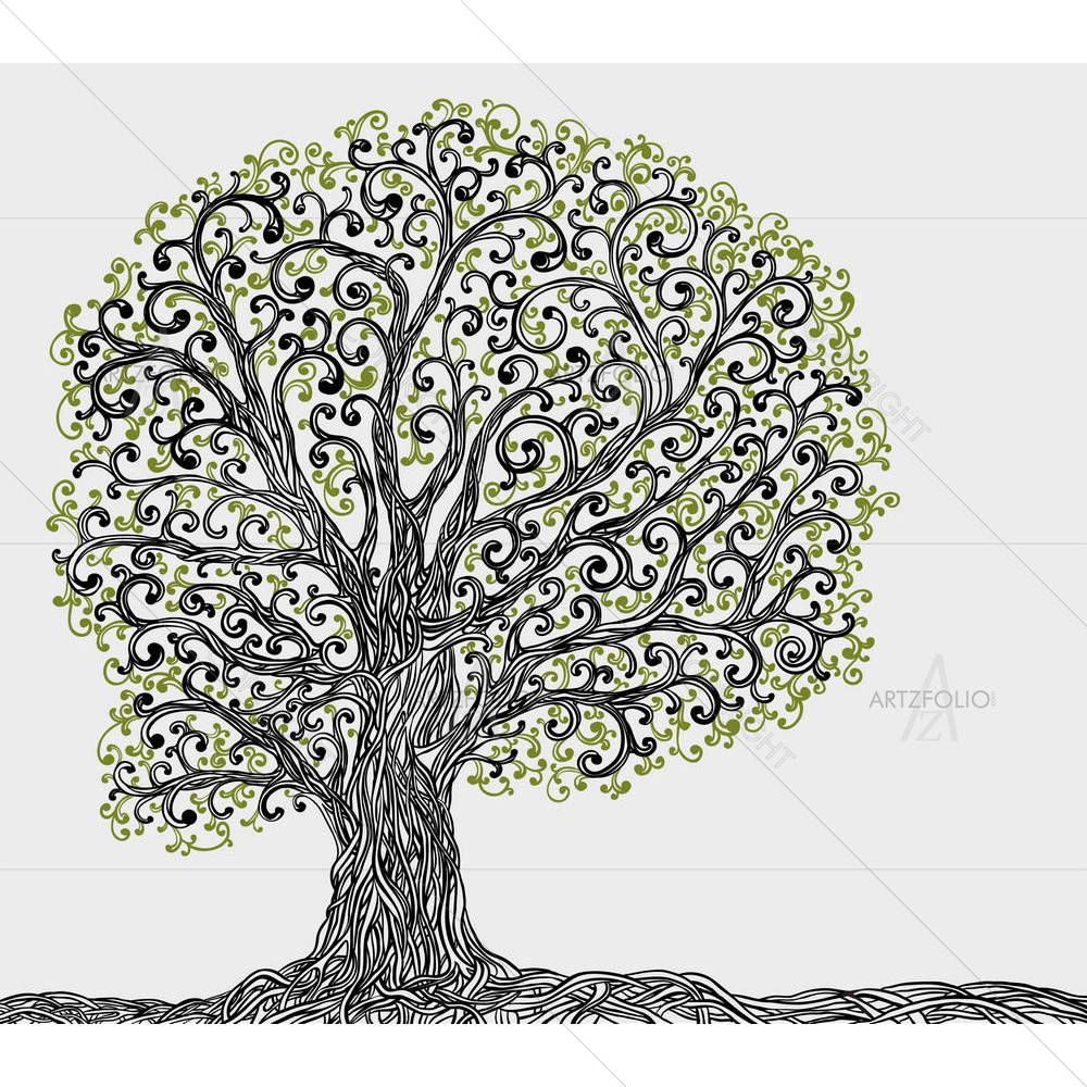 Spring Graphic Tree With Twisted Roots — custom-size art design 5003201