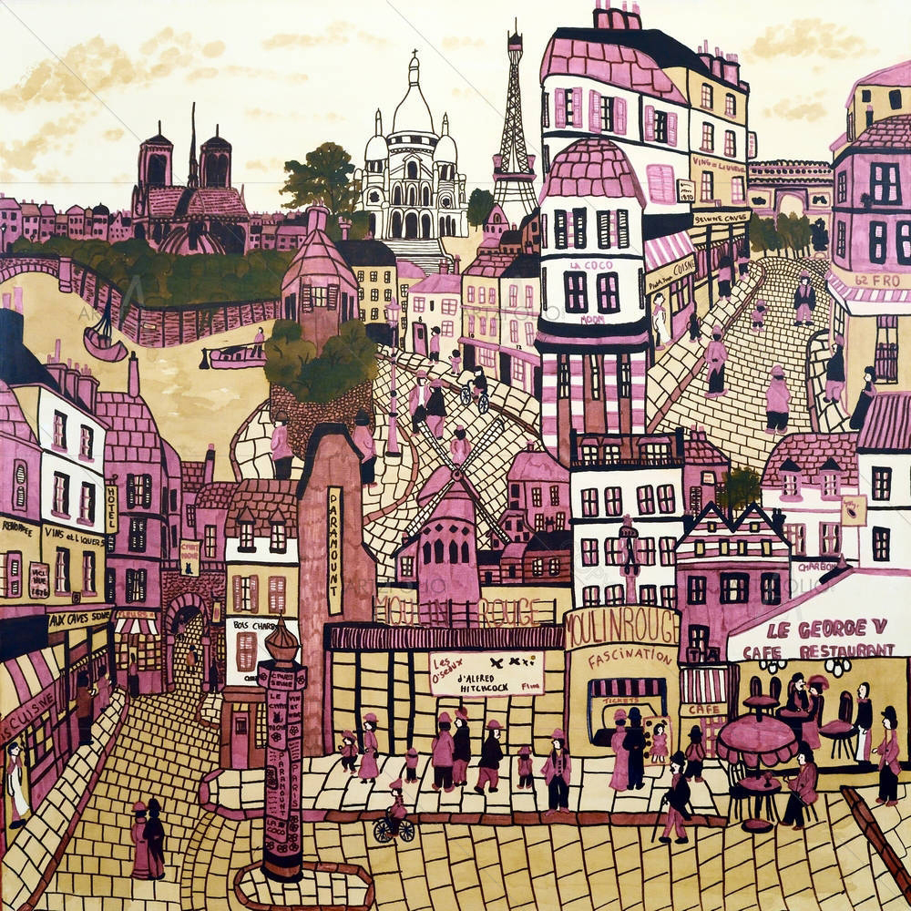 Parisian Street Scenes Paris France — custom-size art design 5003223