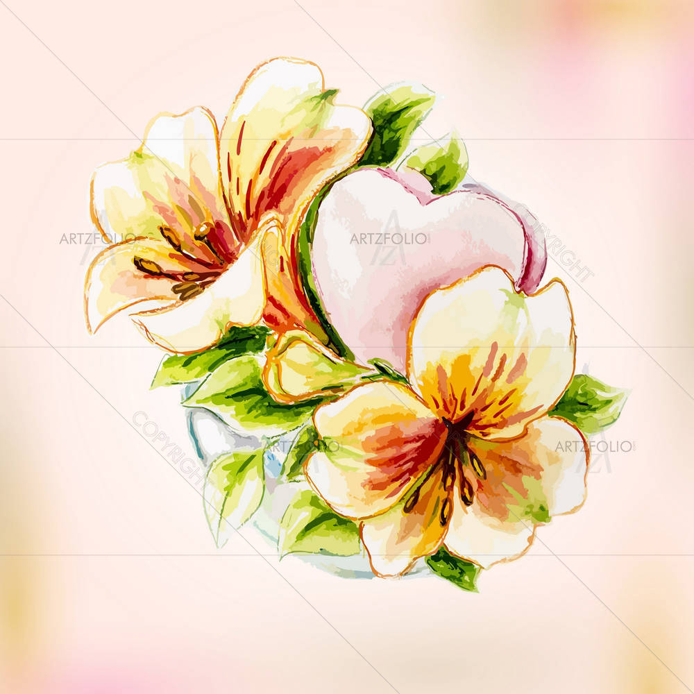 Spring Watercolor Flowers — custom-size art design 5003246