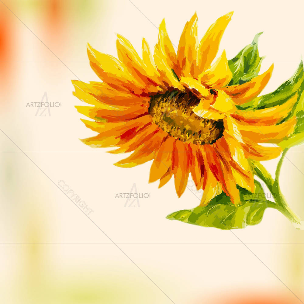 Sunflower D6 — Botanical custom art by ArtzFolio