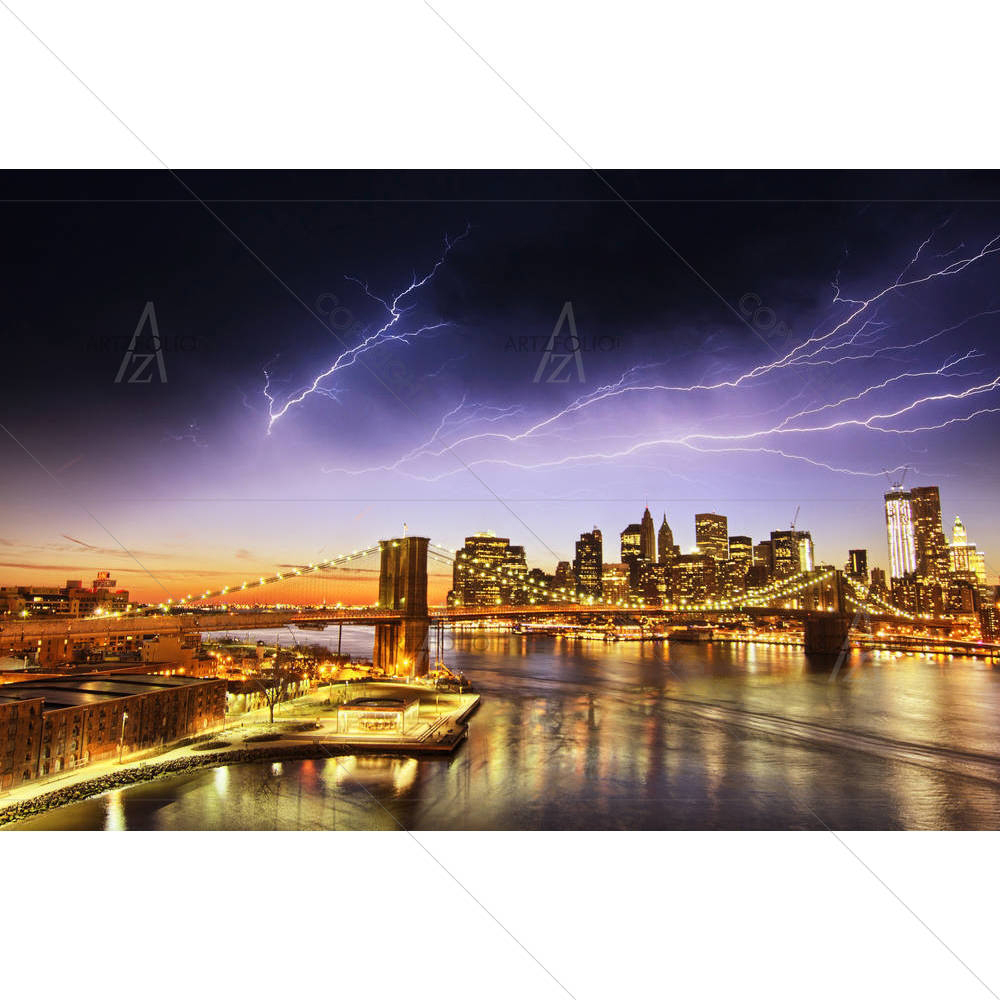 Manhattan Skyline New York City At Sunset, USA D2 — custom-size art design 5003249