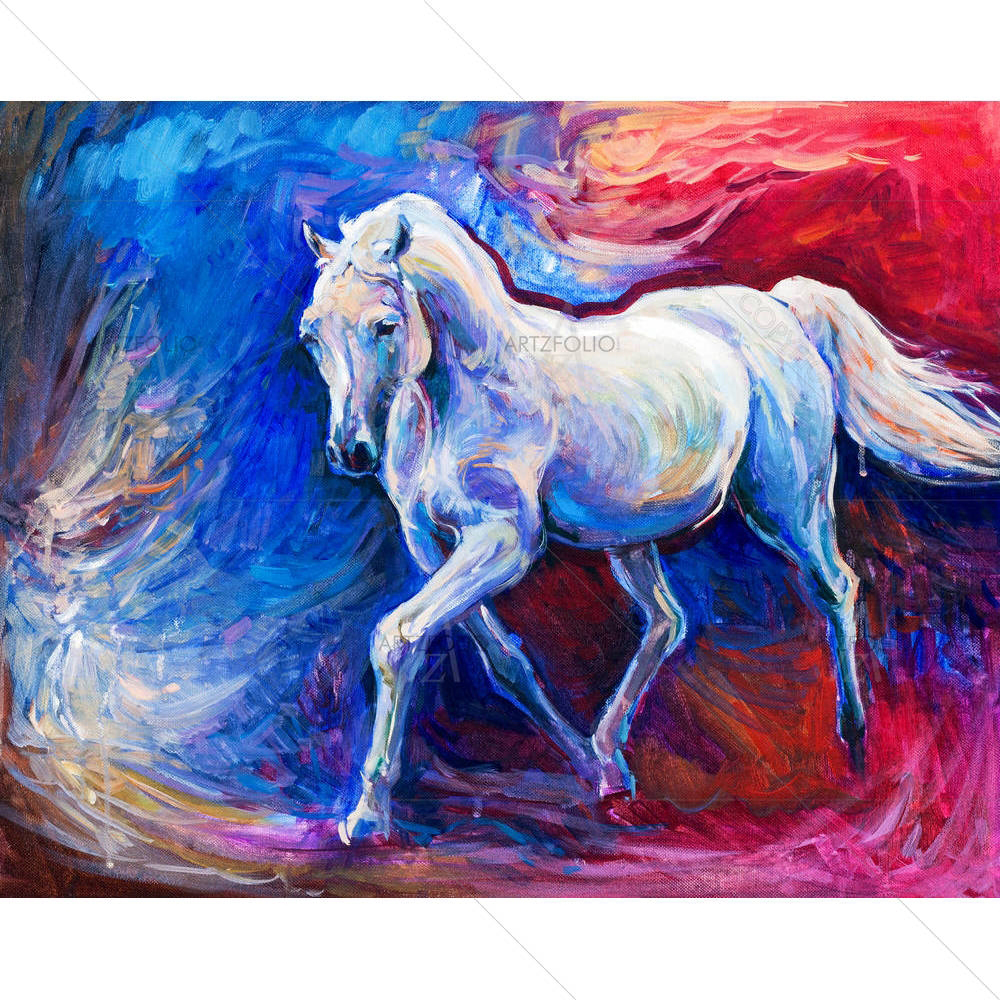 Abstract Artwork Of A Blue Horse — Abstract custom art by ArtzFolio
