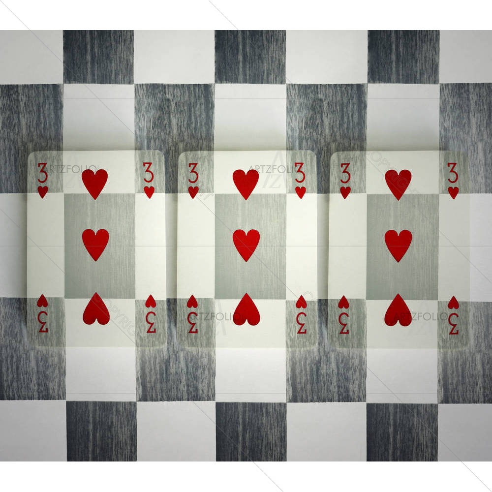 Three Hearts Of Playing Card — Futurism custom art by ArtzFolio