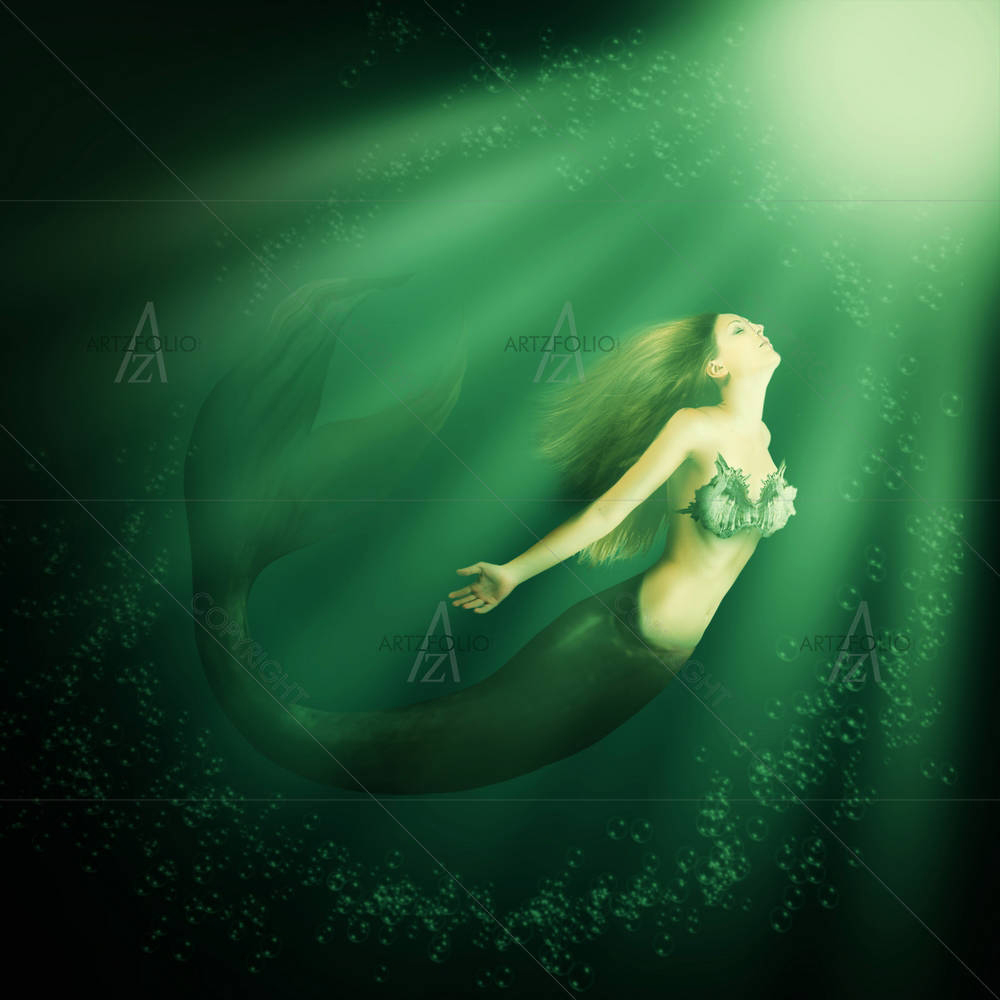 Mermaid With Fish Tail D3 — Devotional custom art by ArtzFolio