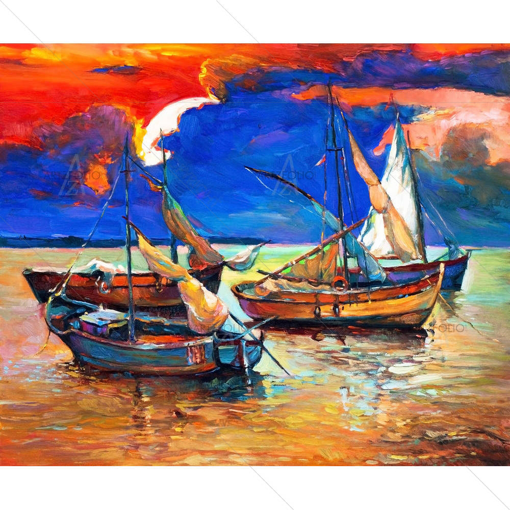 Fishing Boats & Sea D1 — custom-size art design 5003297
