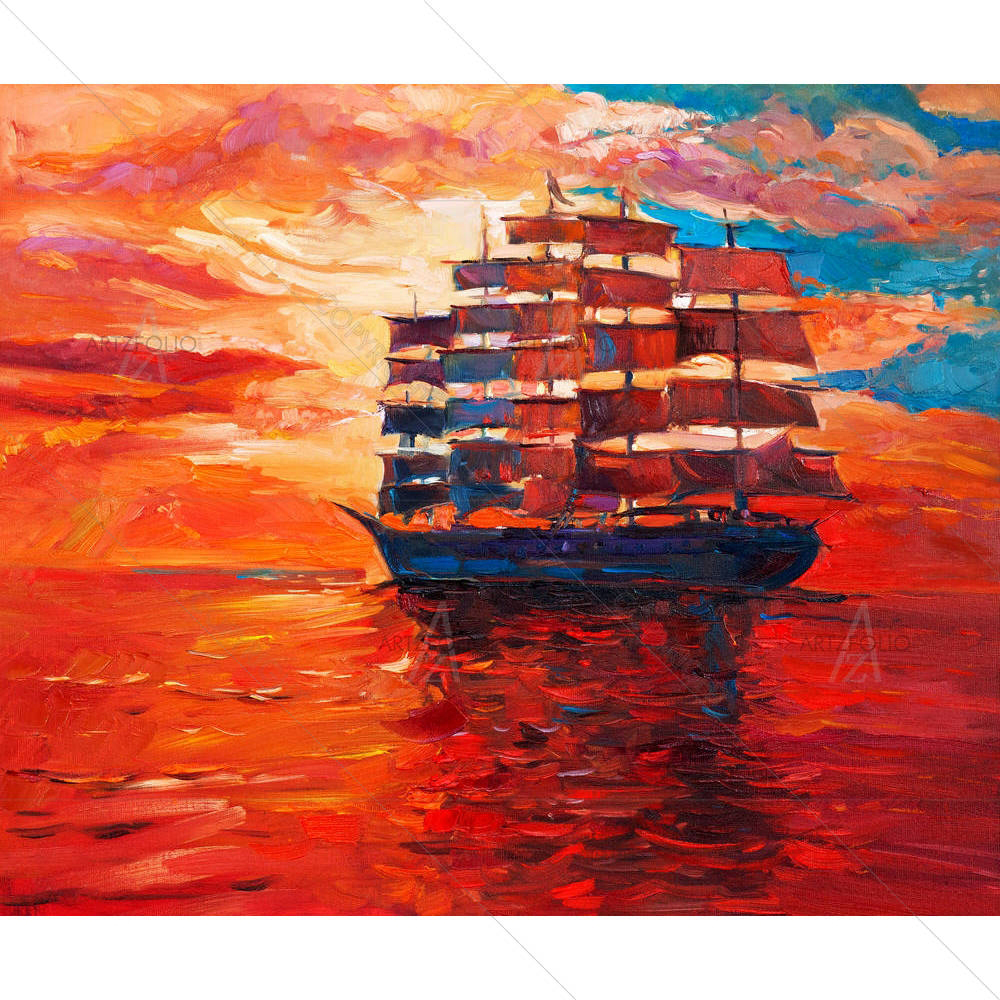 Sailing Frigate Or Ship & Sea — custom-size art design 5003298