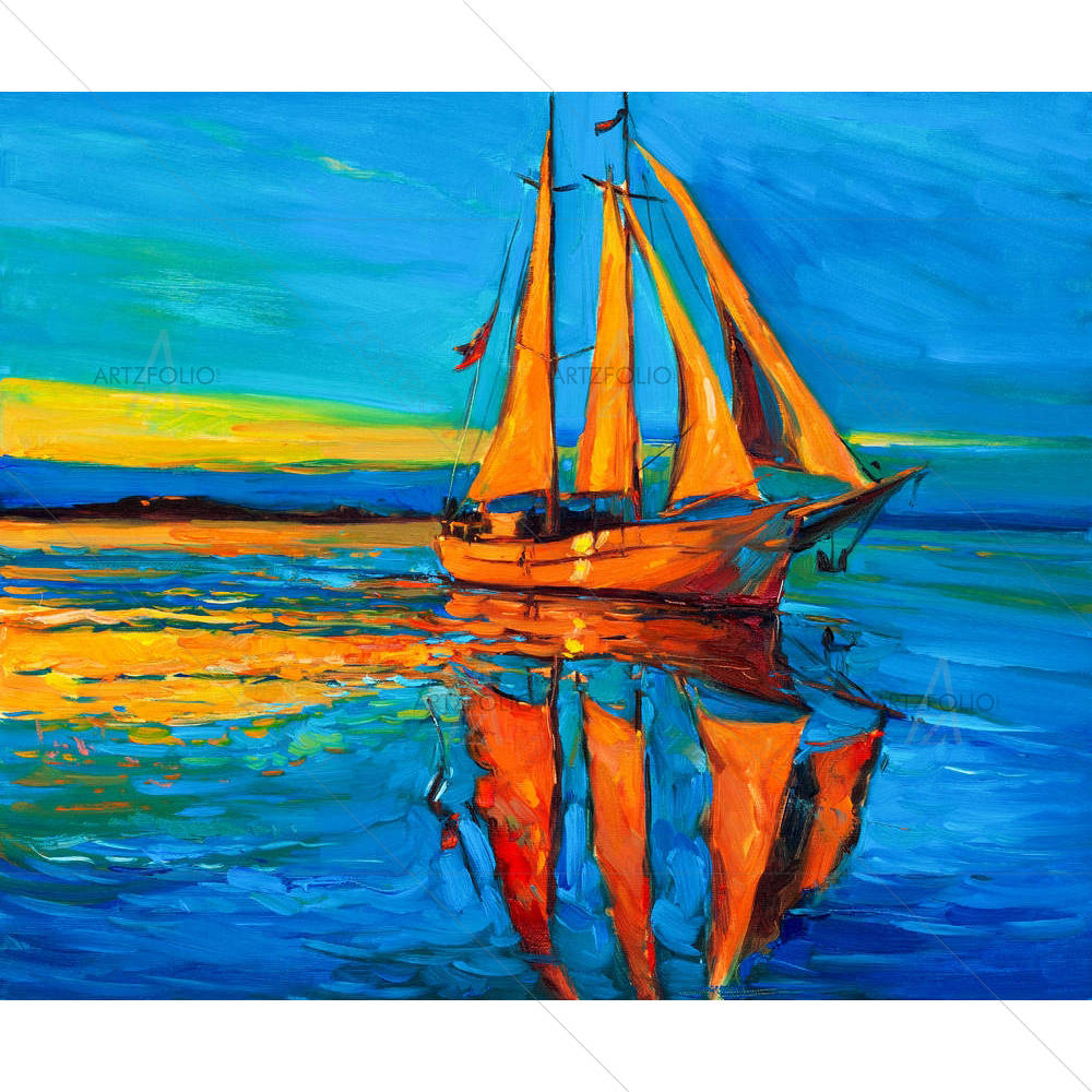 Sailing Ship & Sea — Abstract custom art by ArtzFolio