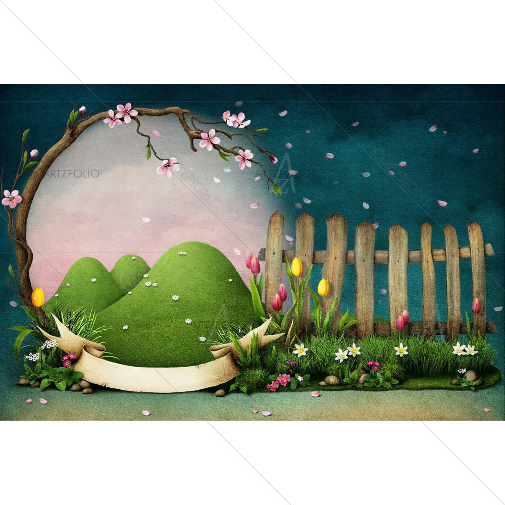 Frame With Flowering Tree — custom-size art design 5003303