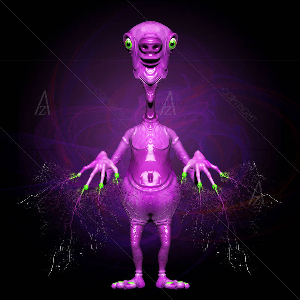 Pink Monster Telepathic Power — Fantasy Alien custom art by ArtzFolio