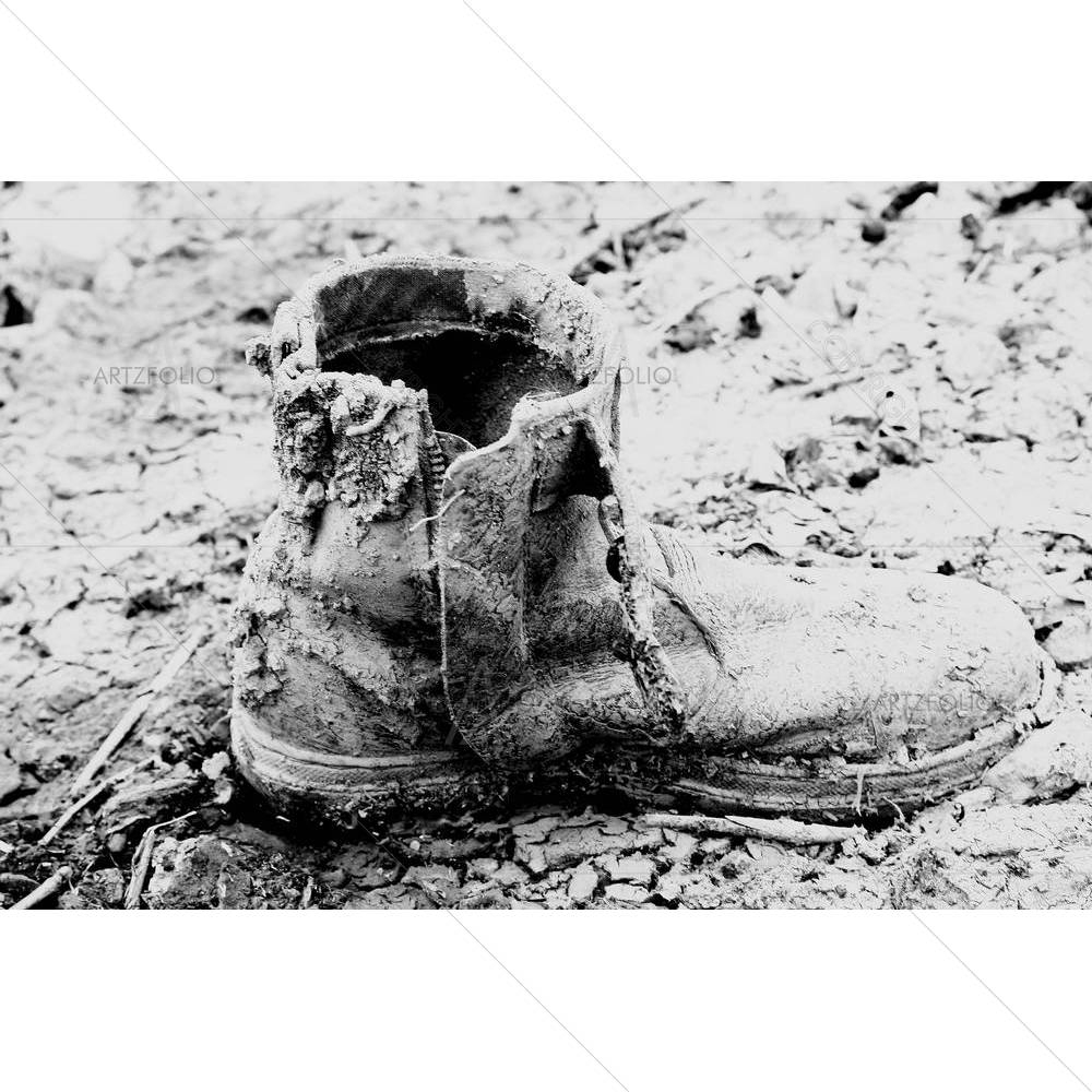 Old Black & White Shoes — Retro custom art by ArtzFolio