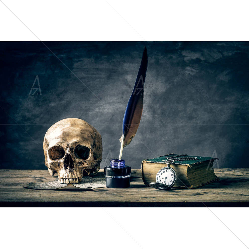 Human Skull Vintage Antique Pocket Watch — Abstract custom art by ArtzFolio