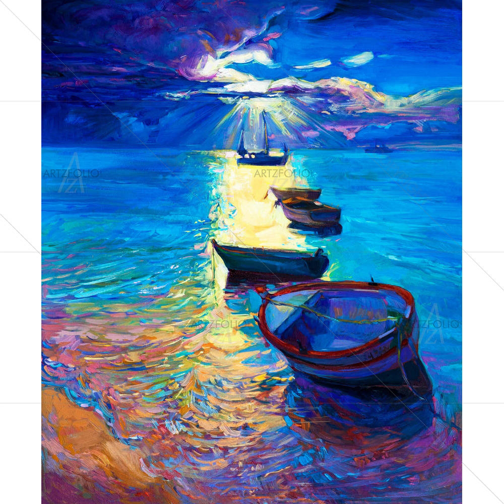 Fishing Boats & Sea D2 — custom-size art design 5003330