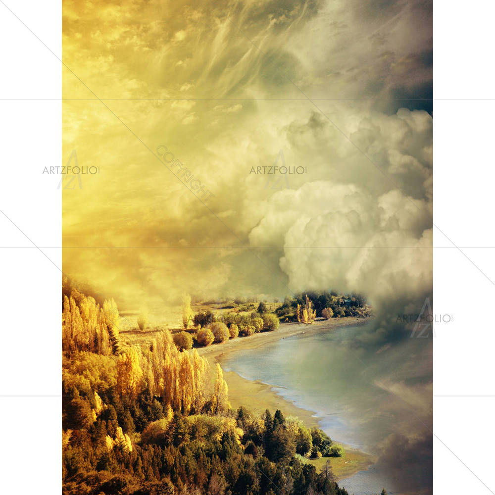 Fantasy Landscape In The Clouds With Lake — custom-size art design 5003337