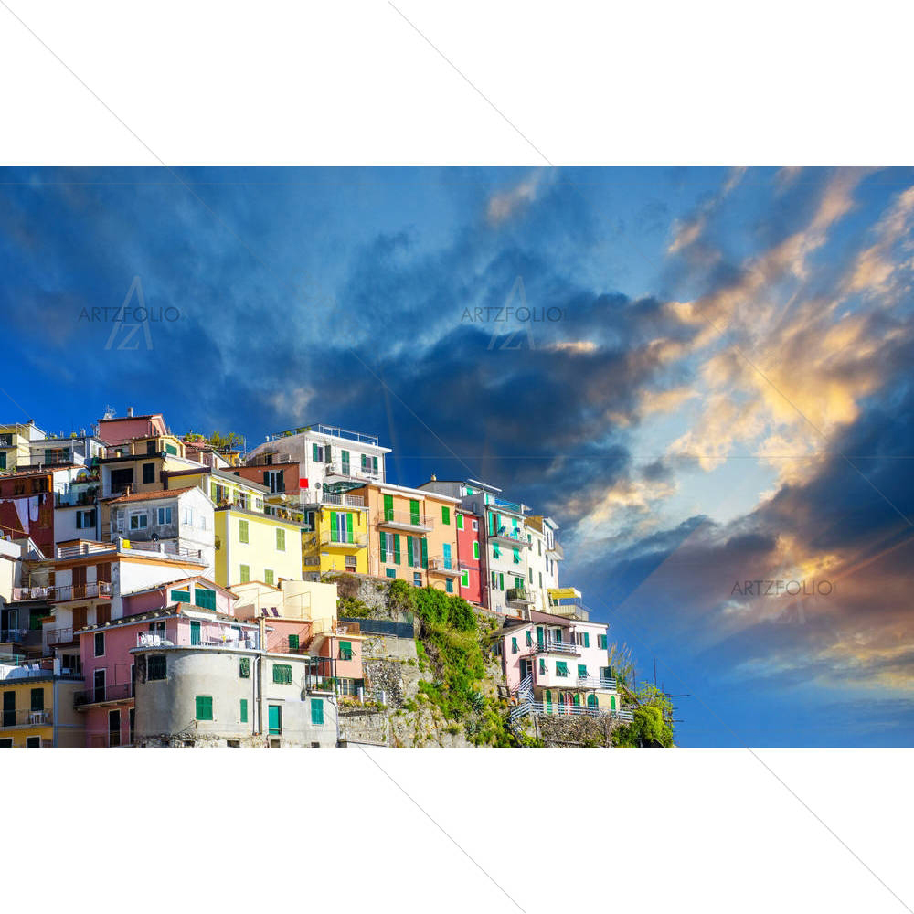 Cinque Terre Homes In Spring Season, Italy — custom-size art design 5003342