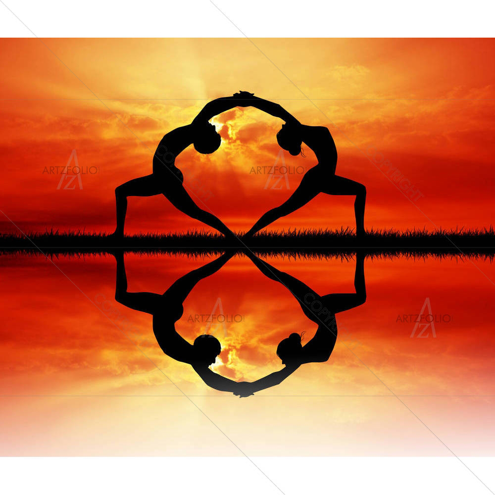 Couple Doing Yoga At Sunset D2 — custom-size art design 5003353