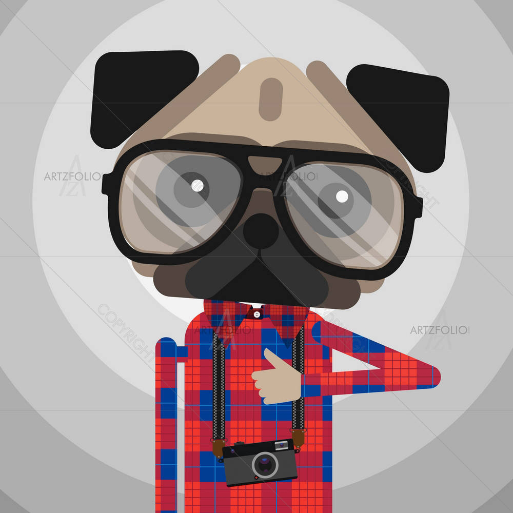 Hipster Man & Pug D2 — custom-size art design 5003364