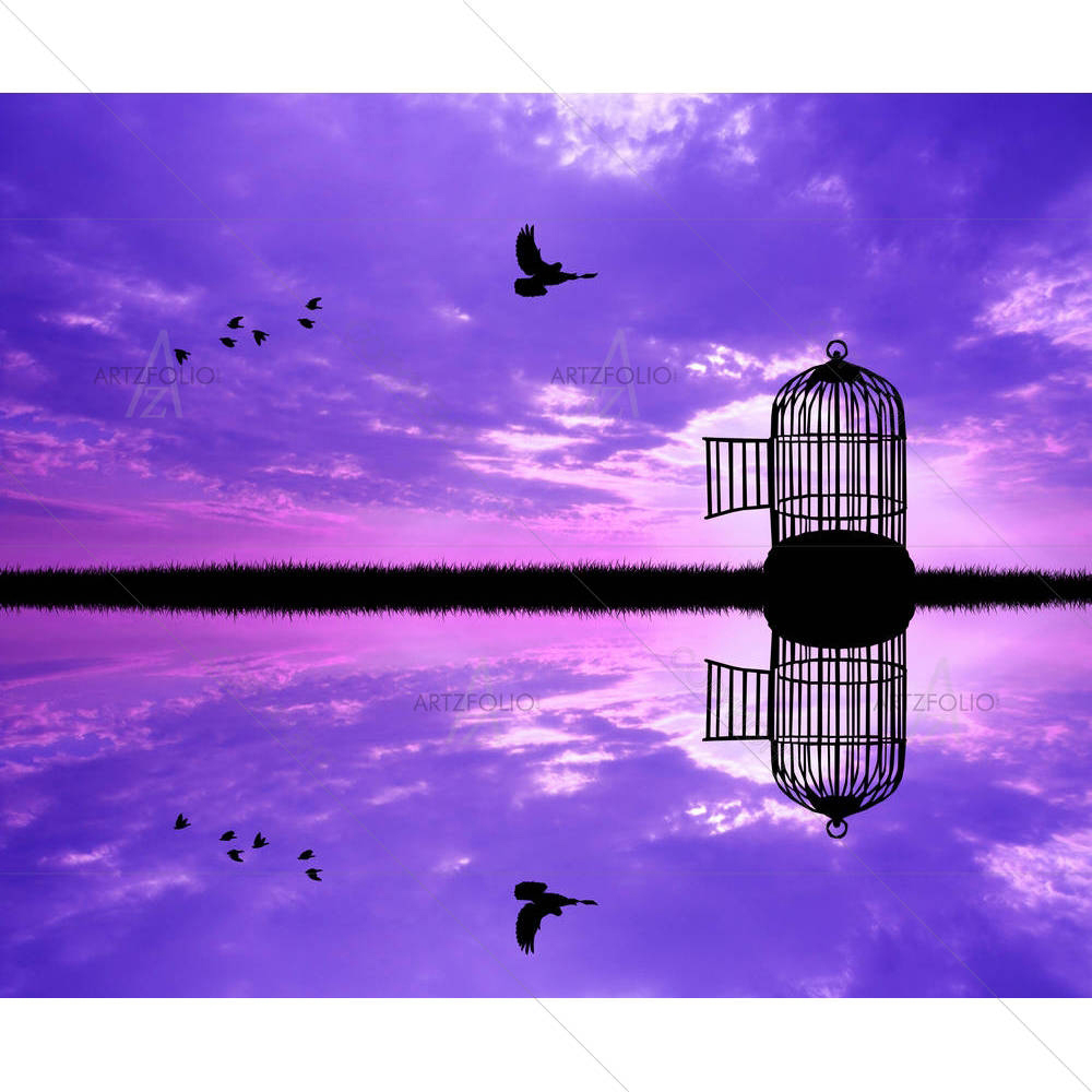 Birdcage On River — Animals custom art by ArtzFolio