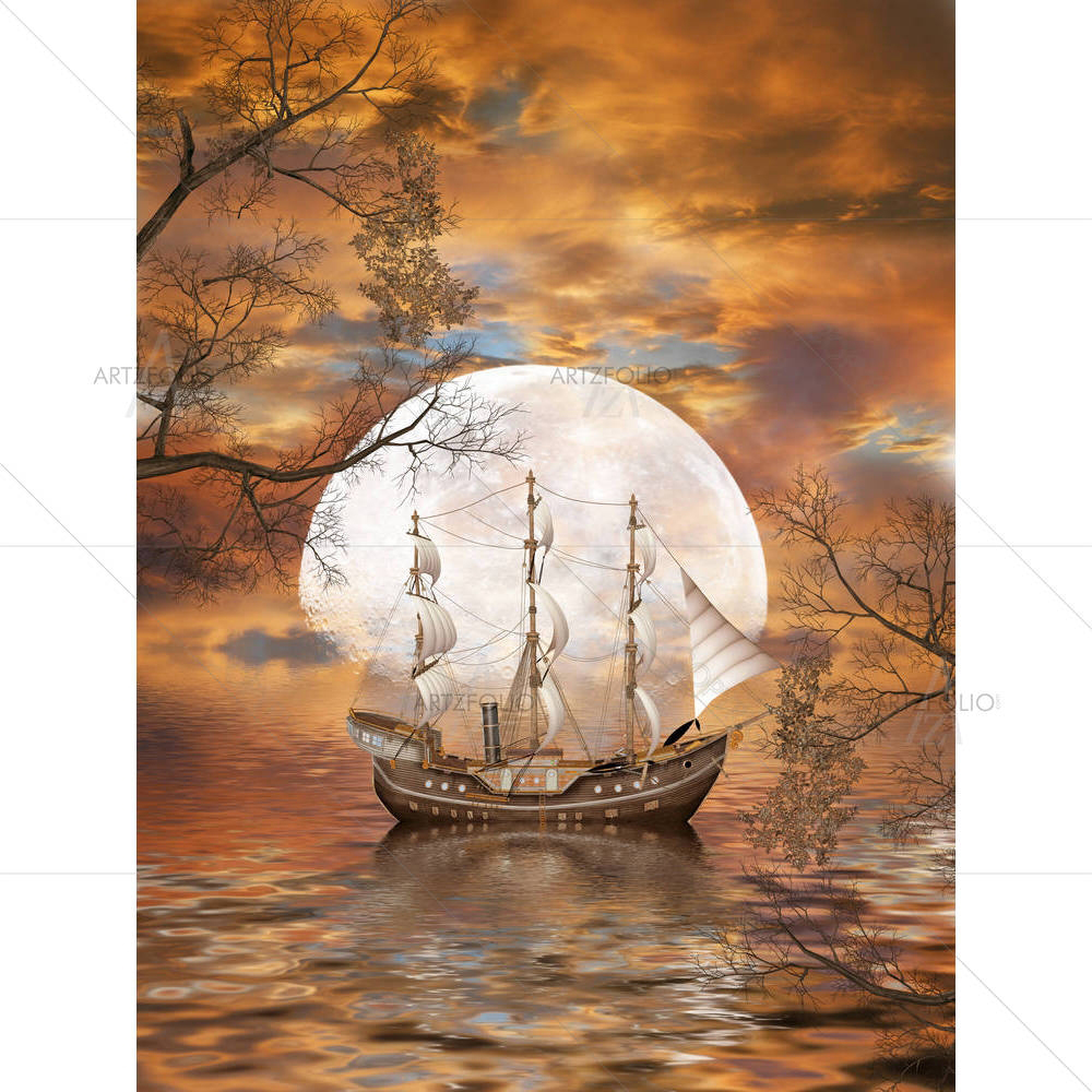 Ocean With Old Ship D2 — Books custom art by ArtzFolio