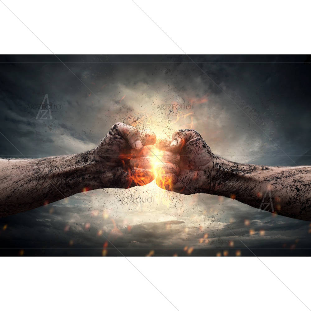 Fight Close Up Of Two Fists — custom-size art design 5003383