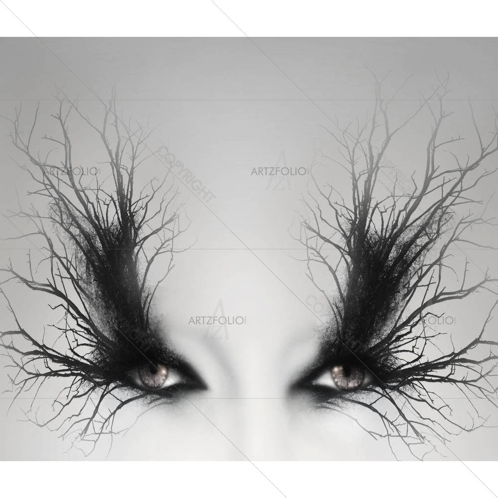 Artistic Female Eyes With Branches D1 — custom-size art design 5003385