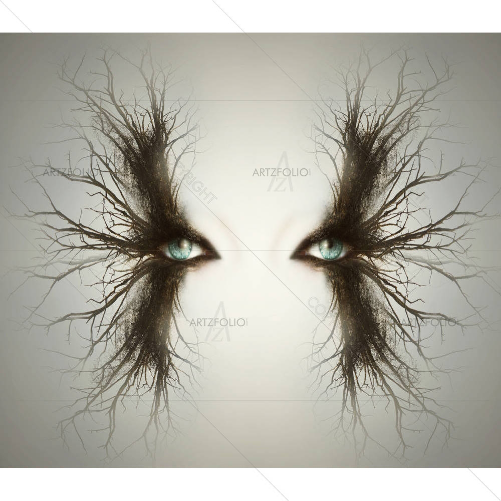Artistic Female Eyes With Branches D2 — Abstract custom art by ArtzFolio