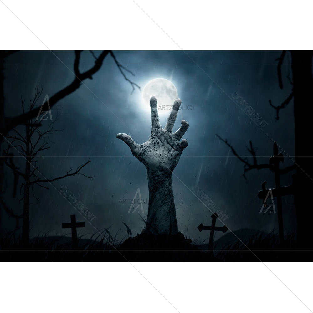 Zombie Hand Rising Out From The Soil — Devotional custom art by ArtzFolio