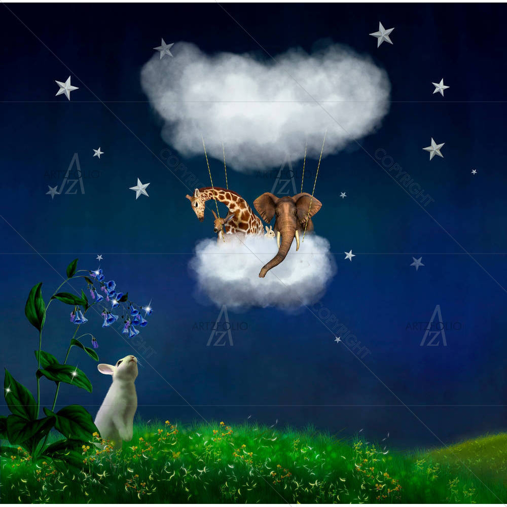 Animals Floating In The Clouds — custom-size art design 5003408