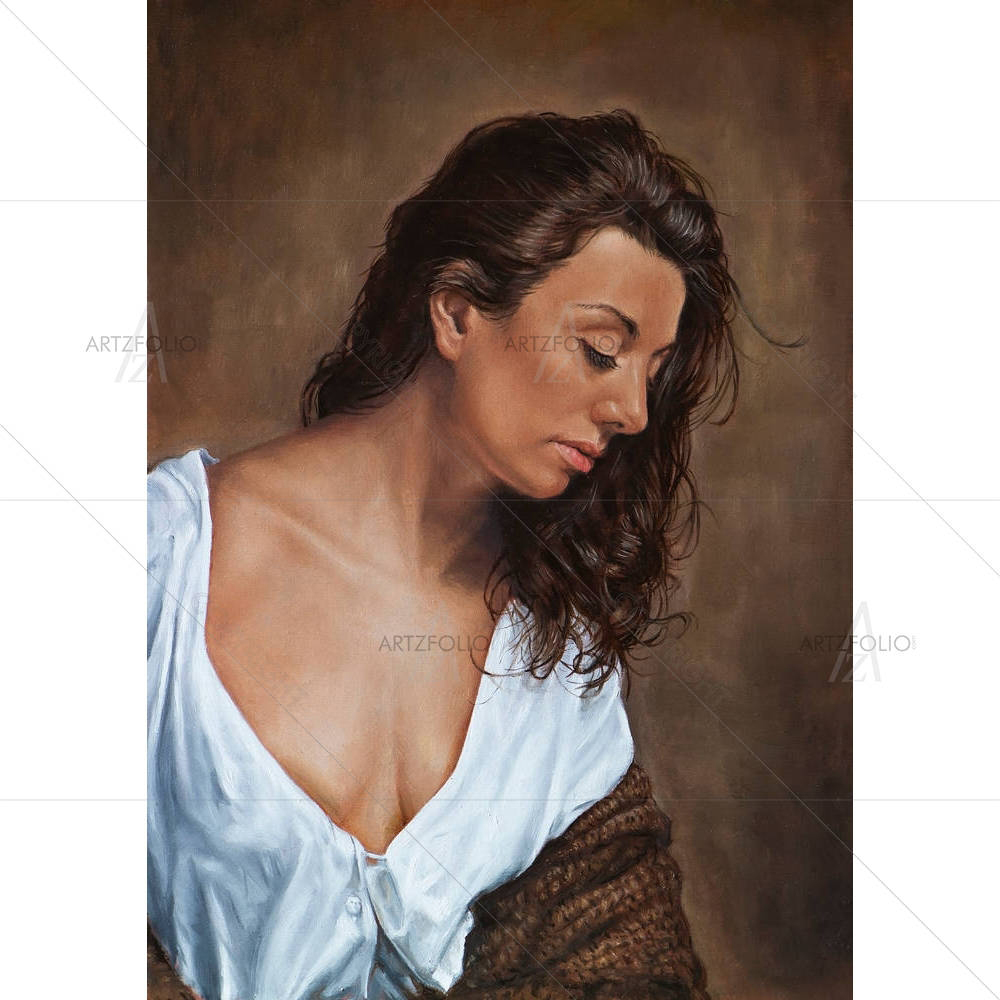 Gypsy Girl In White Blouse & Shawl — Asian custom art by ArtzFolio