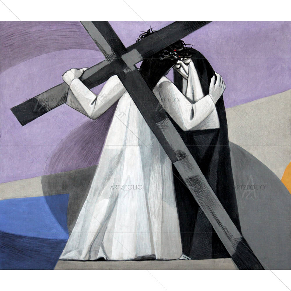 4th Station Of Cross Jesus Meets His Mother — custom-size art design 5003424