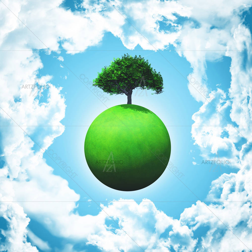 Grassy Globe With Tree D1 — custom-size art design 5003427