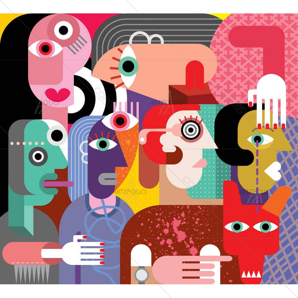 Six Women & Dog — custom-size art design 5003435