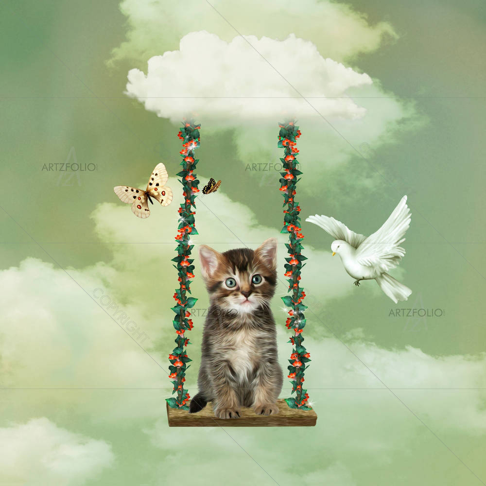 Cat In A Hammock — custom-size art design 5003448
