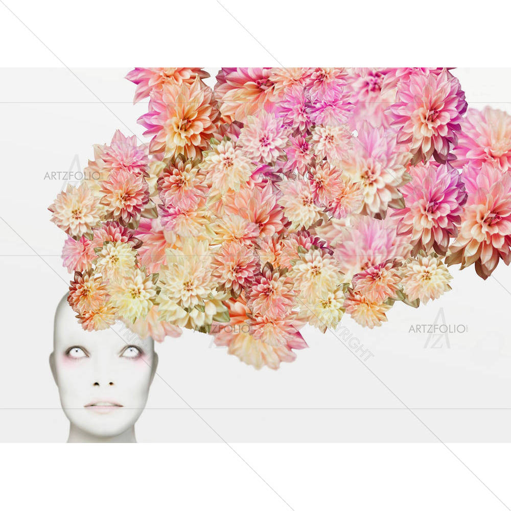 Young Woman With Headdress D1 — Botanical custom art by ArtzFolio