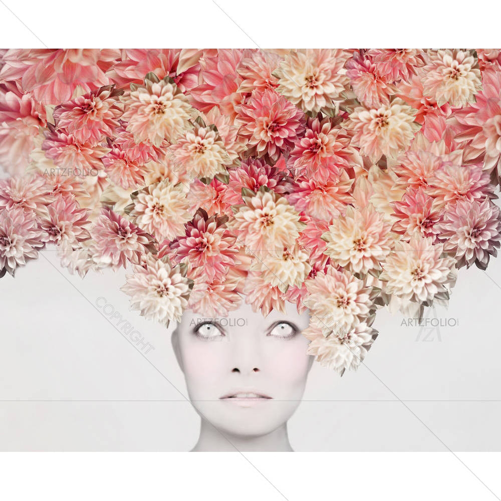Young Woman With Headdress D2 — Botanical custom art by ArtzFolio