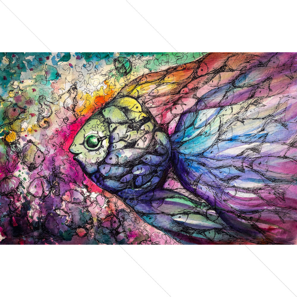 Shoal Of Fish On The Coral Reef — custom-size art design 5003468