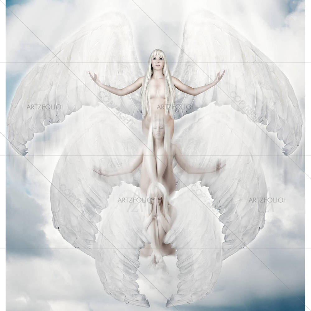 Flying White Angel — Devotional custom art by ArtzFolio
