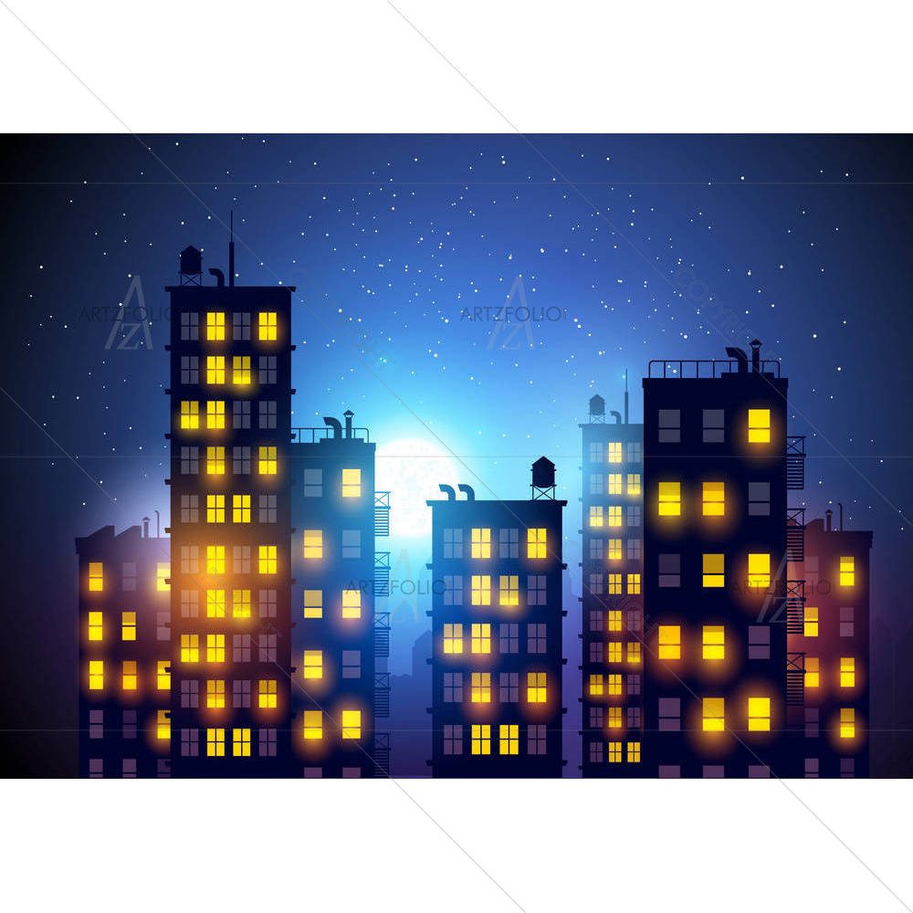 City At Night — custom-size art design 5003489