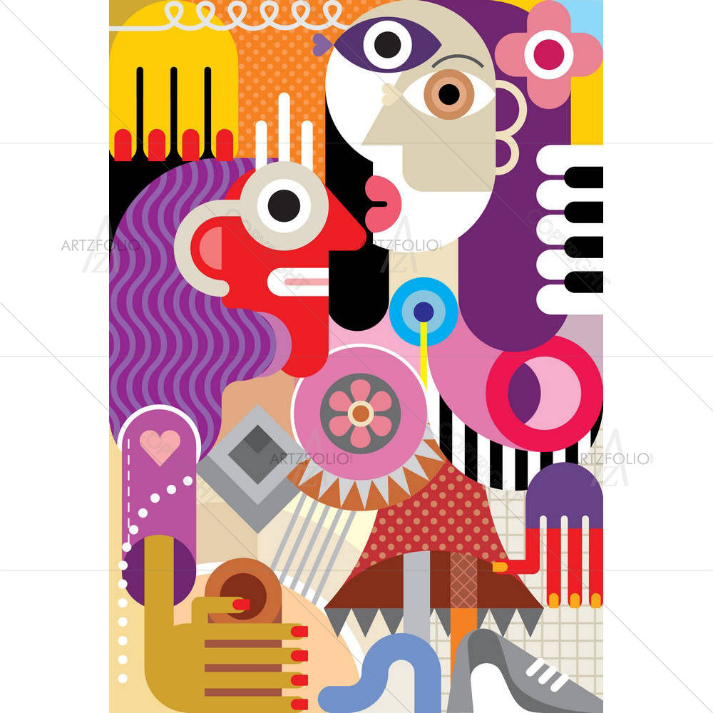 Woman With Her Mother — Abstract custom art by ArtzFolio