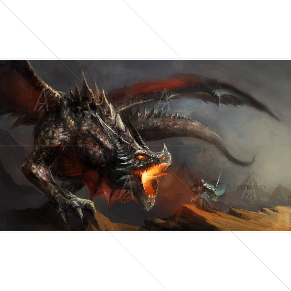 Knight Fighting Dragon D2 — custom-size art design 5003509