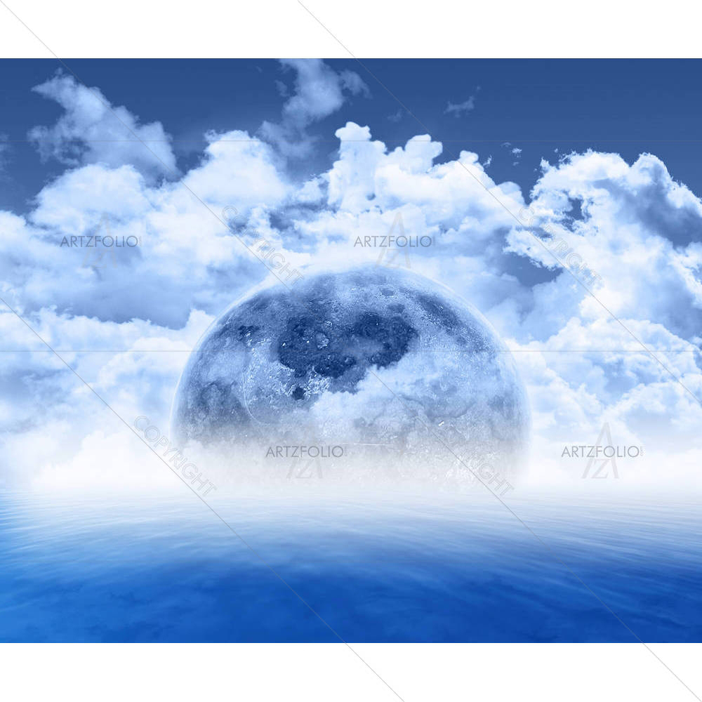 Fictional Planet Against An Ocean Scene — custom-size art design 5003511