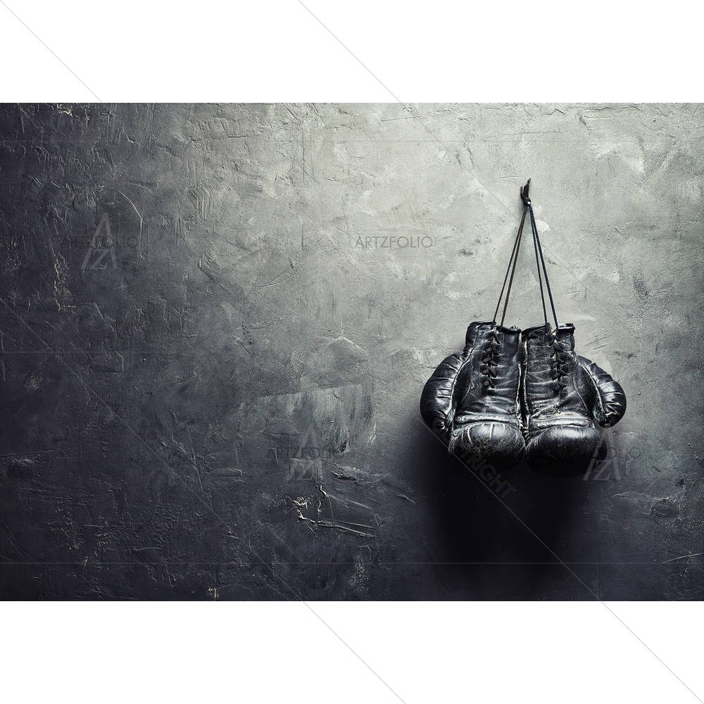 Old Boxing Gloves Hang On Nail — Ancient custom art by ArtzFolio